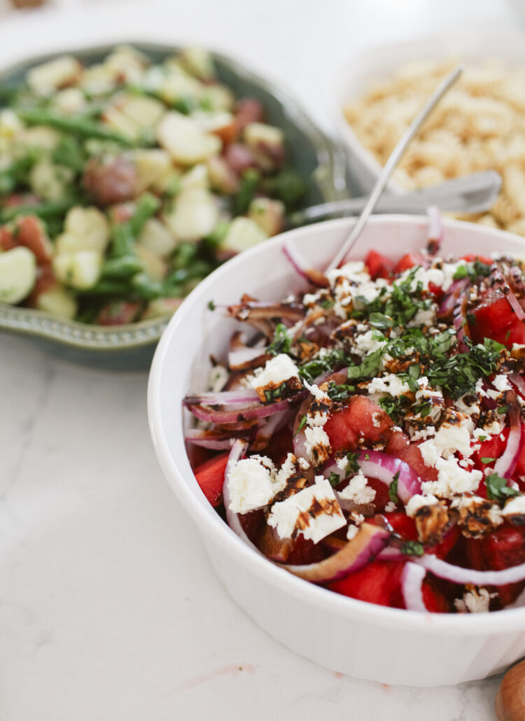 Watermelon feta salad French green bean salad