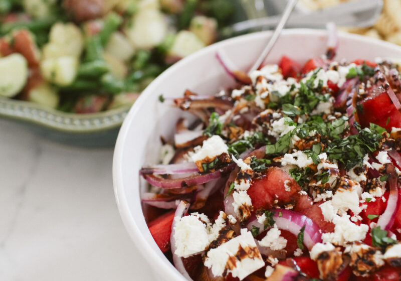 Watermelon feta salad French green bean salad